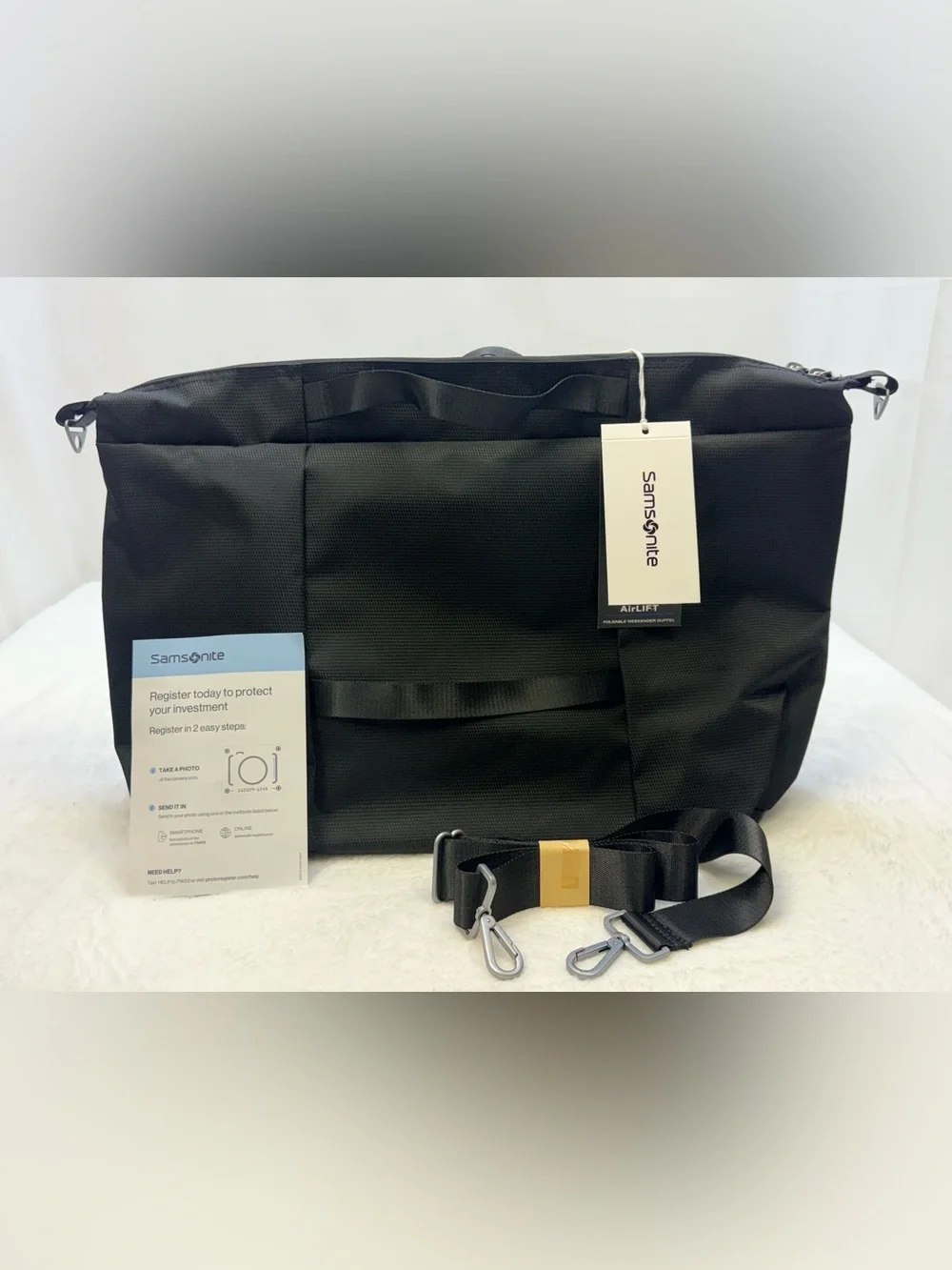 Samsonite Airlift Foldable Weekender Black Travel Duffel Bag with Strap